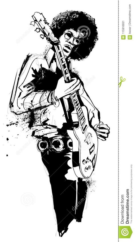 Guitar Player In Black And White Stock Vector