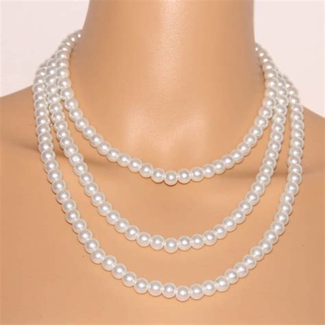 Three Strand Pearl Necklacetriple Pearl Necklace Etsy