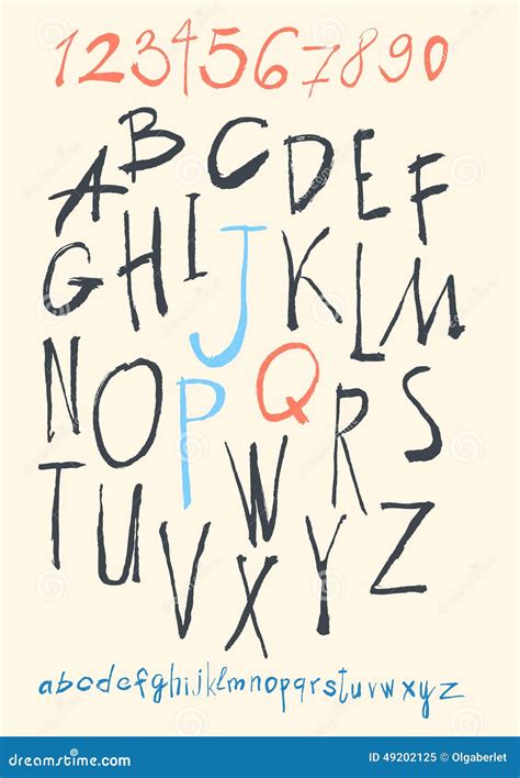 Alphabet And Numbers Hand Drawn In Stock Illustration Illustration Of