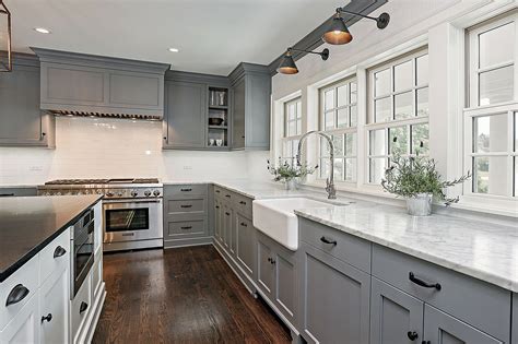 Some of the grey ones clashed with the grey of the lower cabinetry and so got veto'd. Grey kitchen cabinets with white subway tile backsplash ...