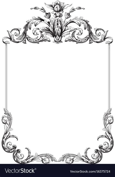Retro Antique Baroque Border Frame With Scroll Ornaments Vector Images