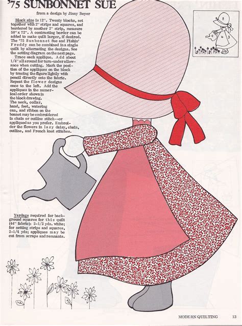 Free Sewing Sunbonnet Sue Pattern Sunbonnet Sue Girl Quilts Patterns Quilt Patterns Free