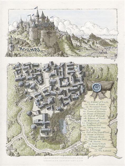 City Of Rognal By Sirinkman Fantasy City Map Map Fantasy Map