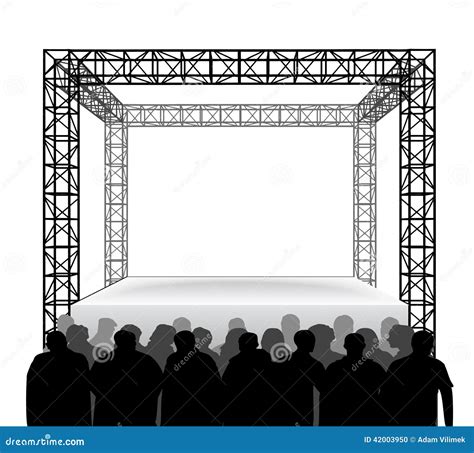 Empty Festival Stage With Spectators Isolated On White Vector Stock