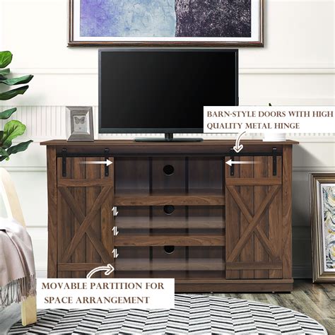 Costway Sliding Barn Tv Stand Console Table For Tvs Up To 60