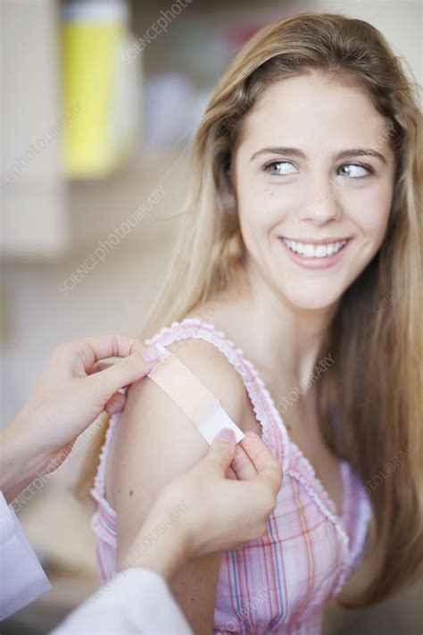 Plaster Bandage Put On Smiling Girl Stock Image F0037593 Science Photo Library