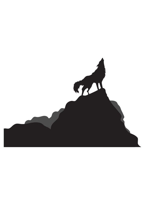 Howling Wolf On Mountain Black Silhouette Free Svg File Svg Heart