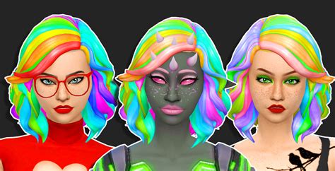 My Sims 4 Blog Soft Medium Wavy Hair In 114 Colors And 3 Rainbows By Faeriedustsims