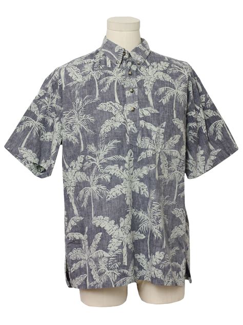 Vintage 1990 S Hawaiian Shirt 90s Cooke Street Mens Blue Background