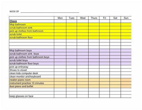 Cleaning Schedule Template Excel Inspirational Bathroom Cleaning