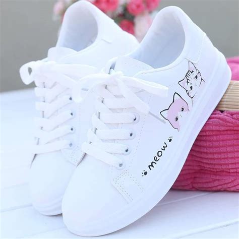 Meow Cat Sneakers Sapatos Para Garotas Sapatos Casuais Femininos