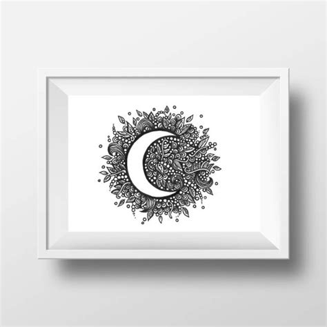 Crescent Moon Printable Crescent Moon Art Moon Decor Moon Etsy