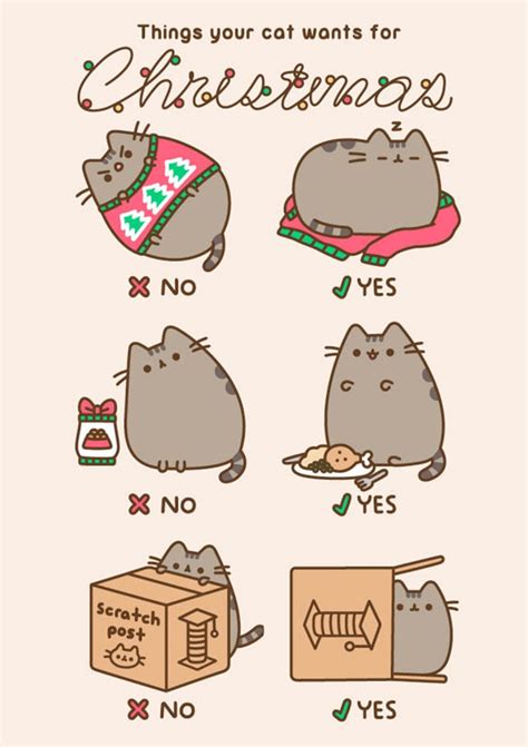 Pusheen Christmas Card Things Your Cat Wants For Christmas