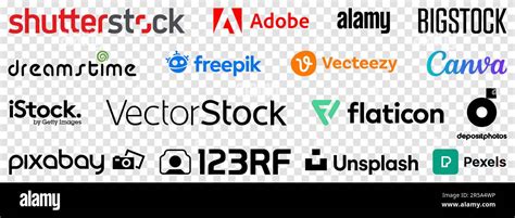 Set Of Photostock Logos Shutterstock Adobe Stock Alamy Bigstock