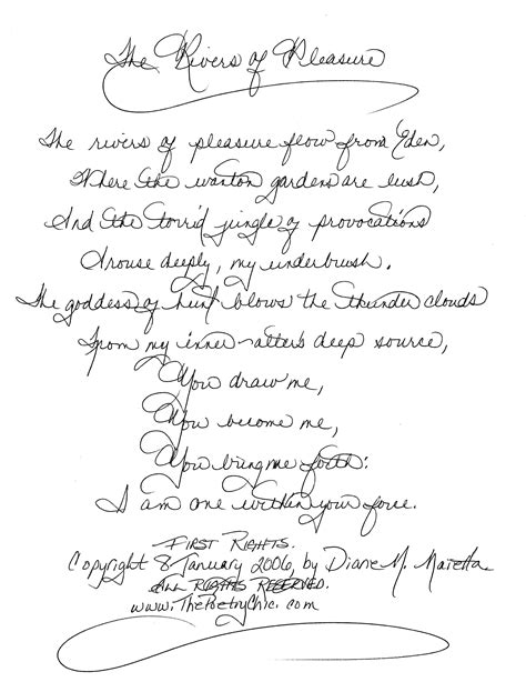 The Rivers Of Pleasure In Cursive By Diane Maietta The Poetry Chic