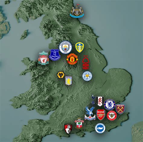 Current Map Of Premier League Teams One37pm
