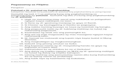 Pagsasanay Sa Filipino Samut Samot Free Printable · Pdf