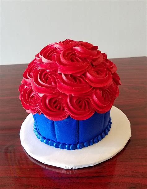 Giant Red Rosette Cupcake Adrienne And Co Bakery Rosette Cupcakes Cake Birthday Cake
