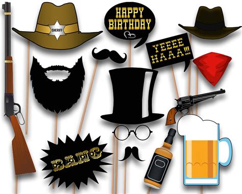 Printable Cowboy Party Photo Booth Props Western Party
