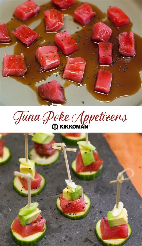 Greek shrimp skewers are a light appetizer perfect for a party! Tuna Poke Skewers | Recipe | Appetizer bites, Cold ...