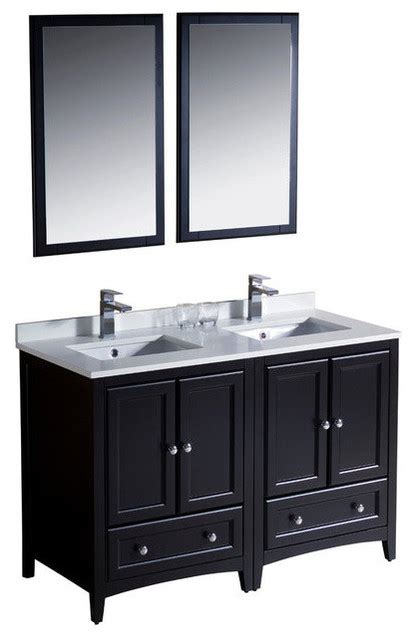 48 Inch Double Sink Bathroom Vanity Espresso Transitional Bathroom