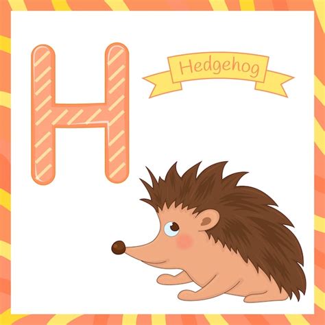 Premium Vector Cute Children Animal Alphabet H Letter Flashcard Of