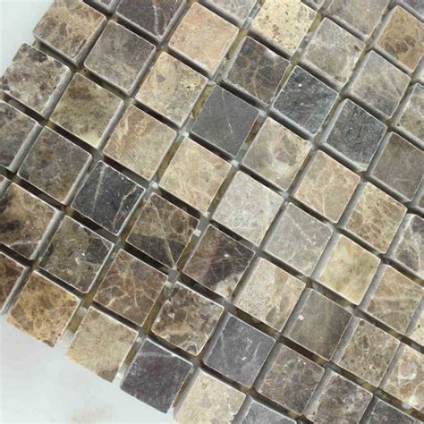 Stone Mosaic Tile Square Brown Pattern Washroom Wall Marble Backsplash