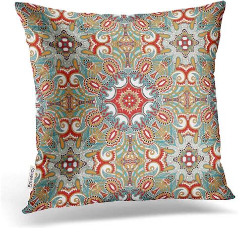 Emvency Square 20x20 Inches Decorative Pillowcase Bohemian Spirit Turquoise Red