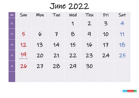 Printable June 2022 Calendar Pdf Template K22m306
