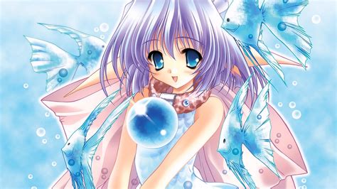 Achtergronden Illustratie Anime Animemeisjes Blauwe Ogen
