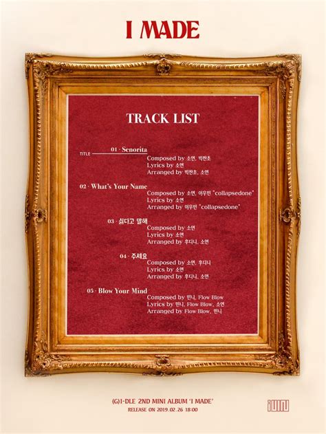 190214 Gi Dle 2nd Mini Album I Made Tracklist Gidle