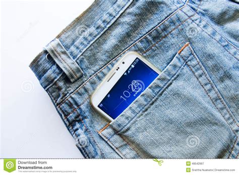 Mobile Phone In Jeans Pocket Stock Image Image Of
