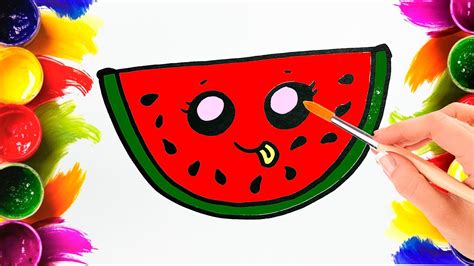 how to draw a cute watermelon super easy🍉🍉🍉 youtube