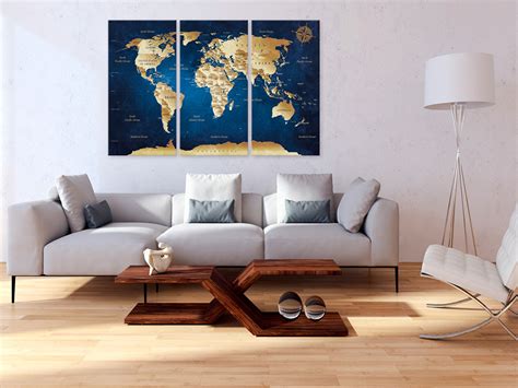 WORLD MAP Canvas Print Framed Wall Art Picture Image K A 0058 B F EBay