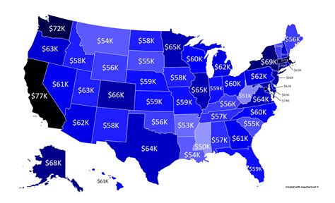 Average salary (before taxes) by US state according to PayScale : MapPorn