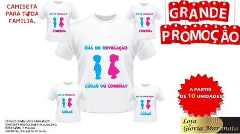 Kit Camiseta Personalizada ChÁ RevelaÇÃo Azul E Rosa C10 No Elo7