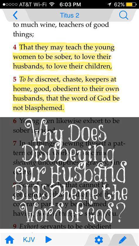 Why Does Disobeying Our Husband Blaspheme The Word Of God The