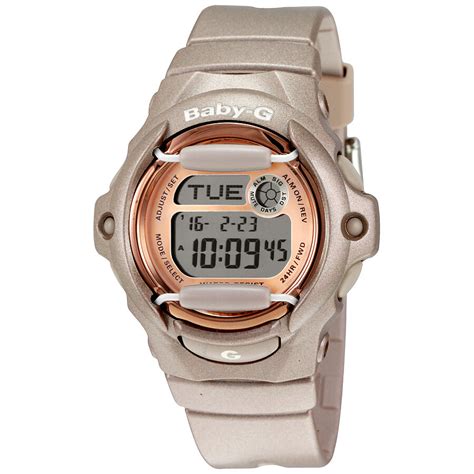 The brand exemplifies the meeting of fashion and function for the vibrant, active woman with watches that are stylish, bold, tough and chic. Casio Baby G Beige Ladies Watch BG169G-4CR BG169G-4CR ...