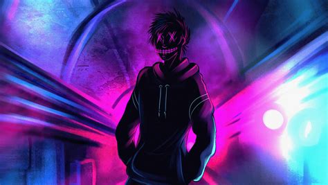 1360x768 Cool Anonymous Neon Boy Desktop Laptop Hd Wallpaper Hd Artist