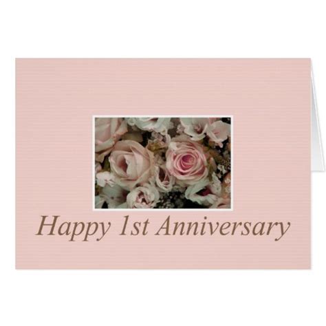 Happy 1st Anniversary Roses Greeting Card Zazzle