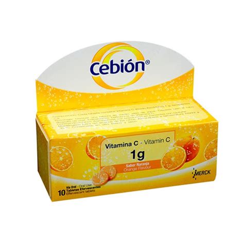 Vitamina C Cebion 1g Efervecente Sabor Naranja 10 Tabletas Merck