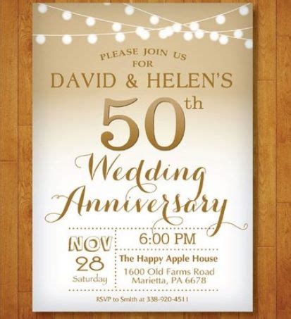 Il dono tradizionale per un 50 ° anniversario è l'oro, ancora oggi molto comune. biglietti invito anniversario 50 anni matrimonio | Inviti ...