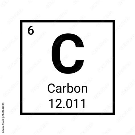 Carbon Table Element Vector Icon Periodic Carbon Chemistry Atom Symbol