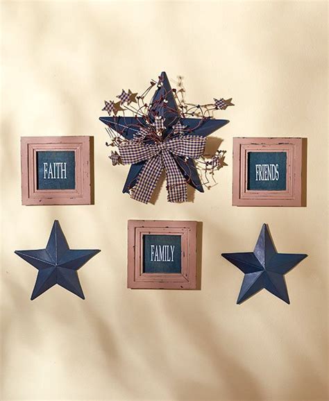 Country Star Wall Decor Sentiment Ribbon Vines Berries Rustic Home