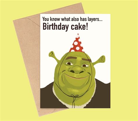 Shrek Birthday Card Birthday Card Layers T Funny Etsy