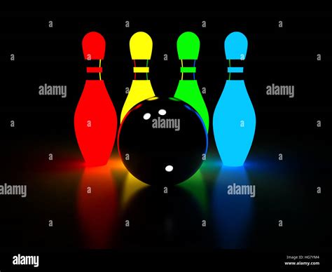 Abstract 3d Rendering Of Bowling Pins And Balls Stock Photo Alamy