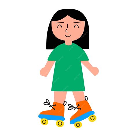 Premium Vector Outdoor Activity Smiling Girl Roller Skating Flat