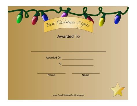 Best Christmas Lights Award Certificate Template Download Printable Pdf