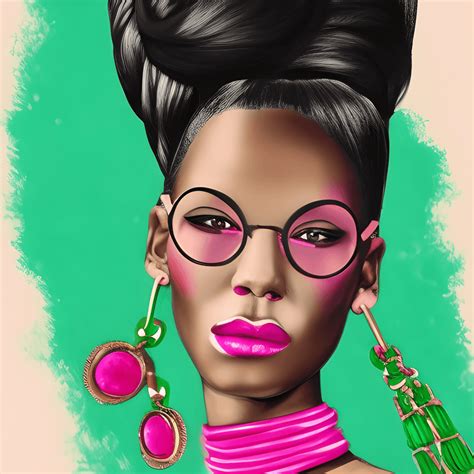 Gucci Black Woman In Pink And Green Maxi Dress · Creative Fabrica