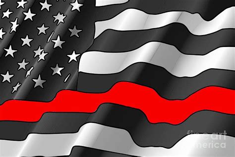 Fire Thin Red Line Flag Digital Art By Mark Moore Pixels